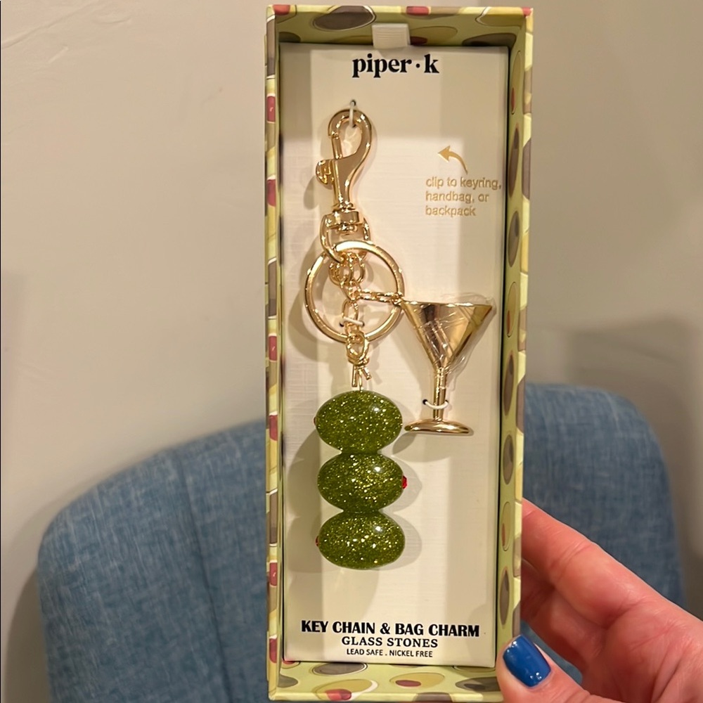 Piper K olive martini bag charm NWT